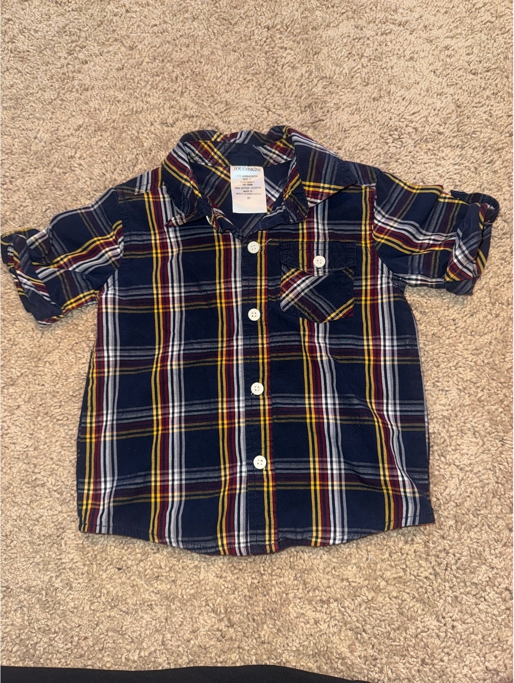 Toughskins Toddler Boys 2T Plaid Button-Up Shirt